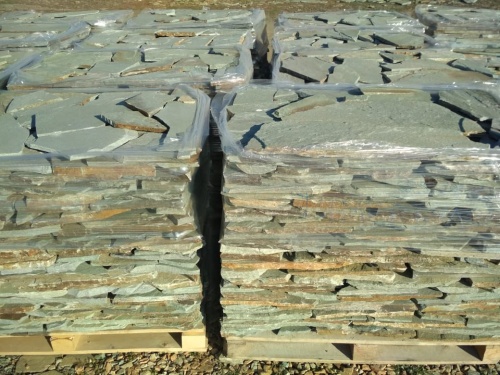 Плитняк златолит зелёный для цоколя, отмостки купить в Шатуре